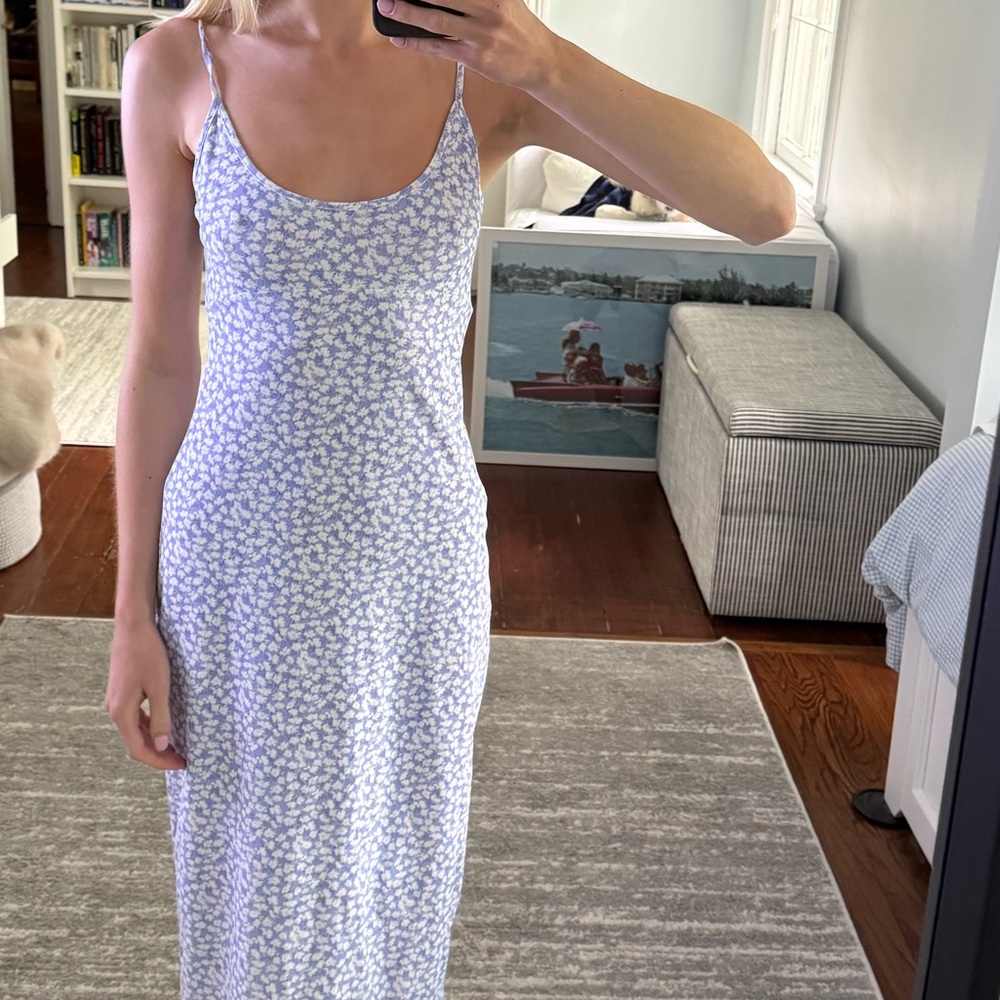 SIR The Label Baby Blue Floral Midi Slip Dress Size S